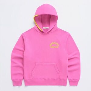 Madhappy Hampton’s sweatshirt hoodie and pink and yellow